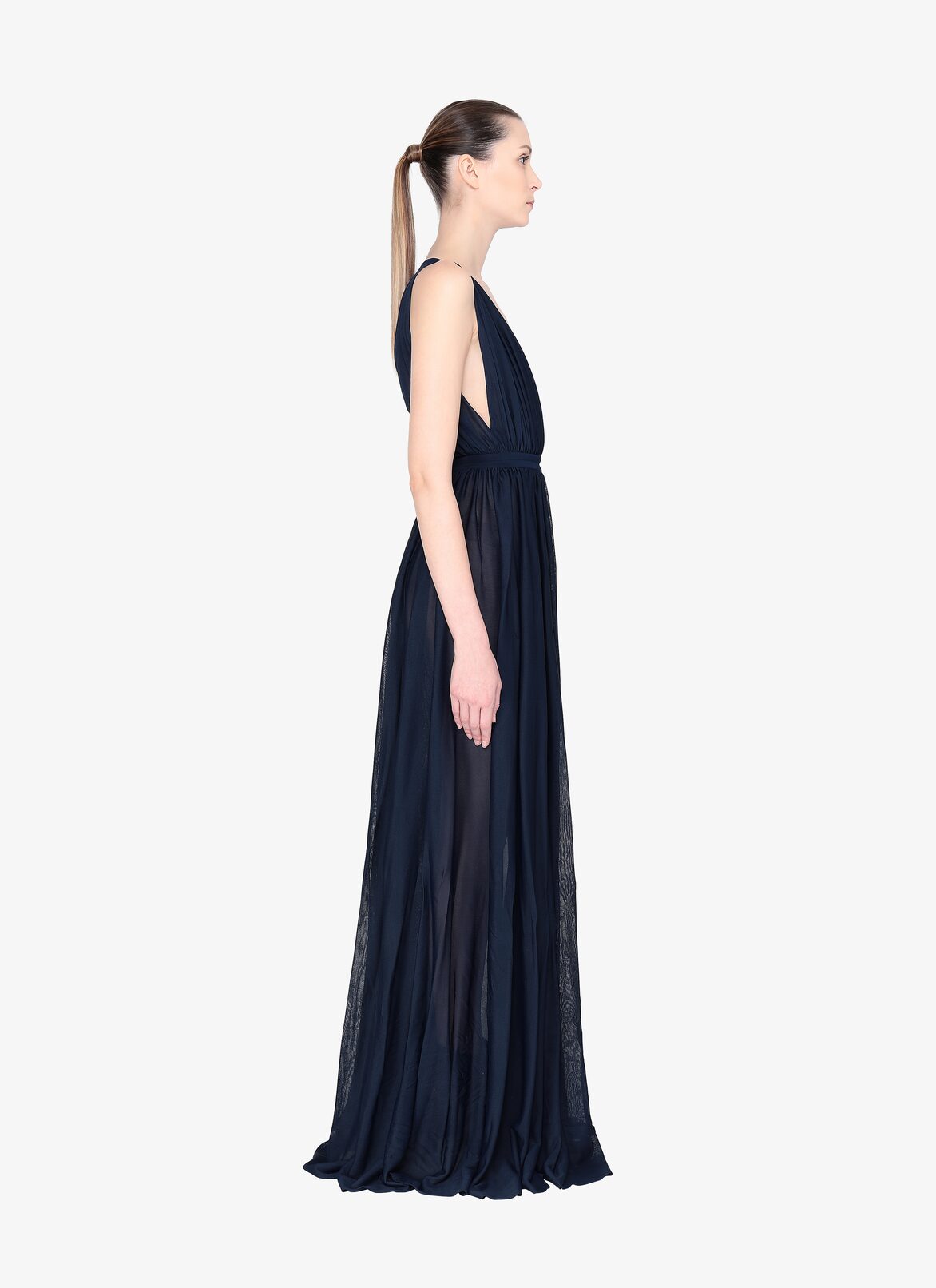 Long Open Back Dress ALAÏA NIGHT BLUE LONG OPEN BACK DRESS
